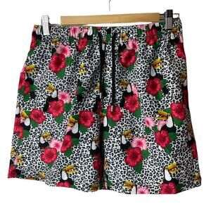 Franks Black Multicolor Tropical Print Swimming Trunks Men's Size L NWT